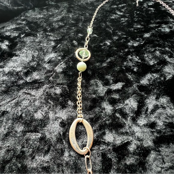 ✨ Closet Refresh - Silver Tone Long Aqua Beaded Statement Necklace - Picture 4 of 6